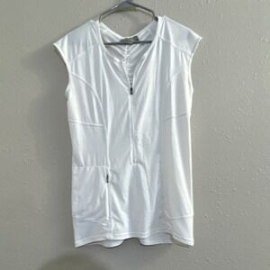 Athleta Women's White  Pullover Activewear Top LT Stretch Zip Pocket Gorpcore